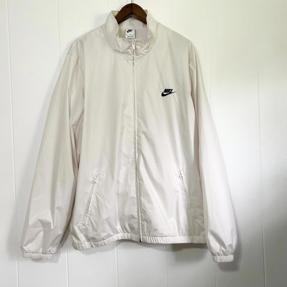 Nike White Colorful Embroidered Long Sleeve Zip Up Windbreaker Men's XL